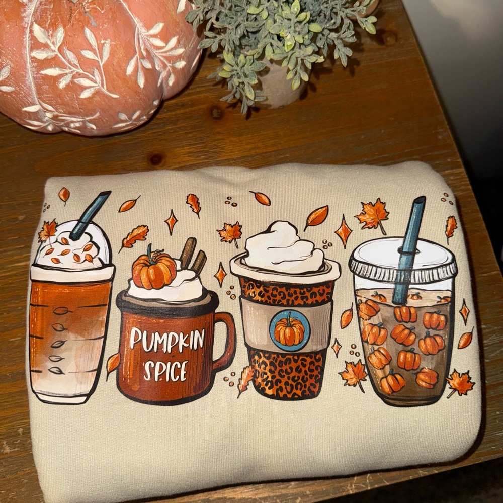 Pumpkin Spice Themed Graphic Sweatshirt